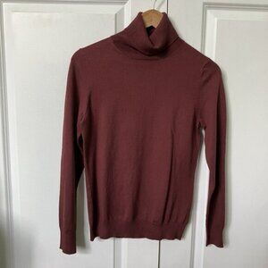 Banana Republic Sweater Womens M Silk Knit Red Turtleneck Long Sleeve Base Layer